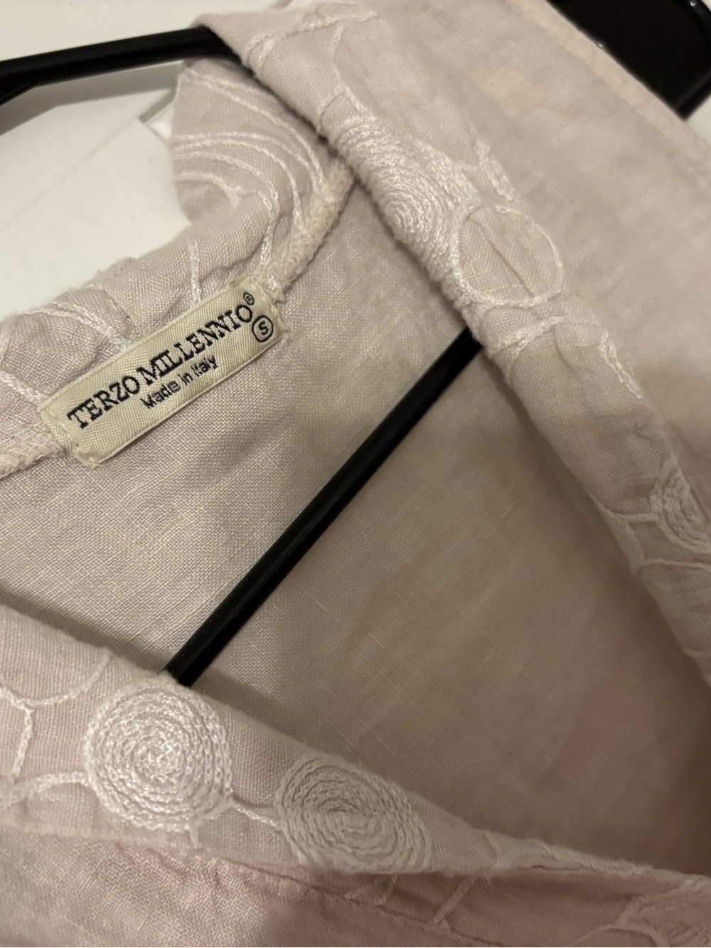 100% Italian linen sleeveless neutral cream shift dress Terzo 
Mellennio Sz Sm - Picture 9 of 9